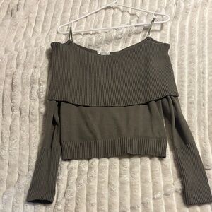 Olive Off-Shoulder Women Sweater